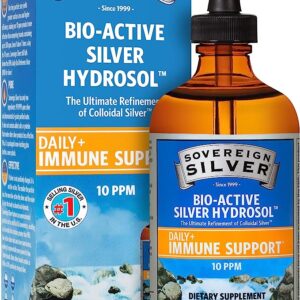 Sovereign Silver Bio-Active Silver Hydrosol for Immune Support - Colloidal Silver - 10 ppm, 8oz (236mL) - Dropper