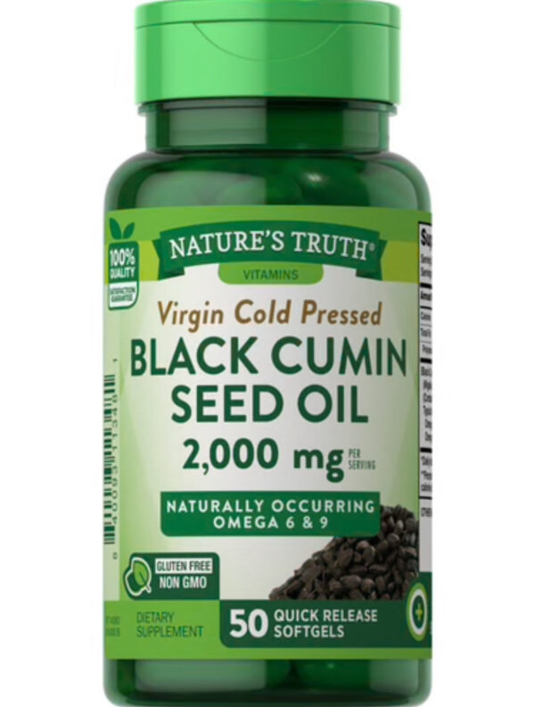 NATURE?S TRUTH VIRGIN COLD PRESSED BLACK CUMIN SEED OIL 2,000MG, 50 SOFTGELS