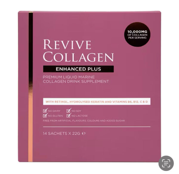 REVIVE COLLAGEN ENHANCED PLUS PREMIUM LIQUID MARINE COLLAGEN DRINK SUPPLEMENT, 28 SACHETS