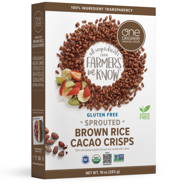 ONE DEGREE ORGANIC FOODS SPROUTED BROWN RICE CACAO CRISPS