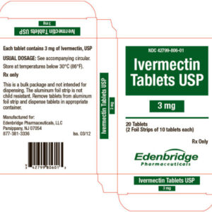 Ivermectin Tablet 3mg, 20 Tablets Per Bottle