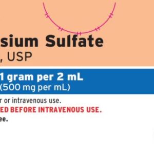 Magnesium Sulfate 50%, 500 mg / mL Single Dose Vial 2 mL (Pack of 25 x 2mL) # 63323-0064-03