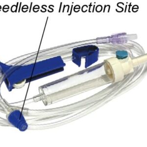IV Set, 15 Micron Filter, 85?, 20 drops/mL, NEEDLE FREE Injection Site, Non-DEHP, Latex-Free, Vented Spike MEDIGRATIVE 004 IV Administration Set Box 50 # M004