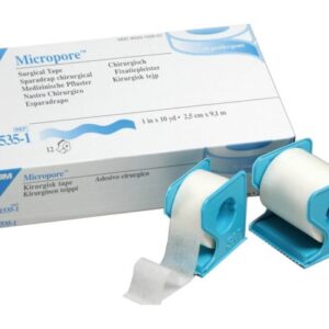 3M Micropore Surgical Paper Tape Dispenser Pak 1 IN x 10 YD 12 Rolls/Carton #1535-1