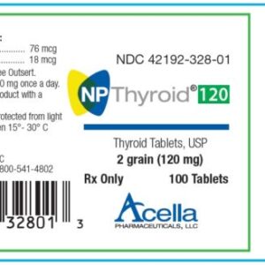 NP Thyroid 120 mg (2 grain) 100 Tablets Per Bottle, NDC # 42192-328-01