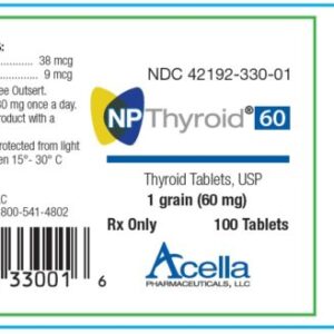 NP Thyroid 60 mg (1 grain) 100 Tablets Per Bottle, NDC # 42192-330-01