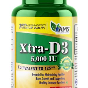 Ams, Xtra-D3, 5000 Iu, 60 Softgels