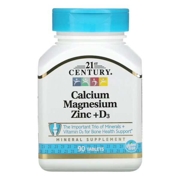 21ST CENTURY CALCIUM MAGNESIUM ZINC + D3, 90 TABLETS