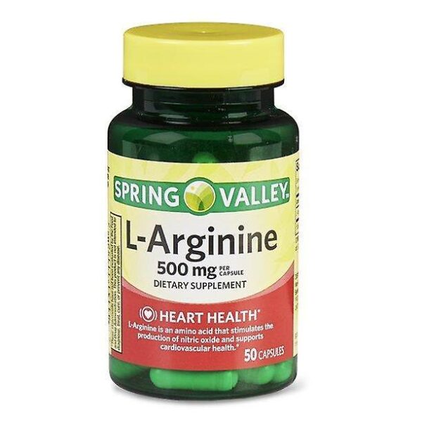 SPRING VALLEY L?ARGININE 500MG, 50 CAPSULES