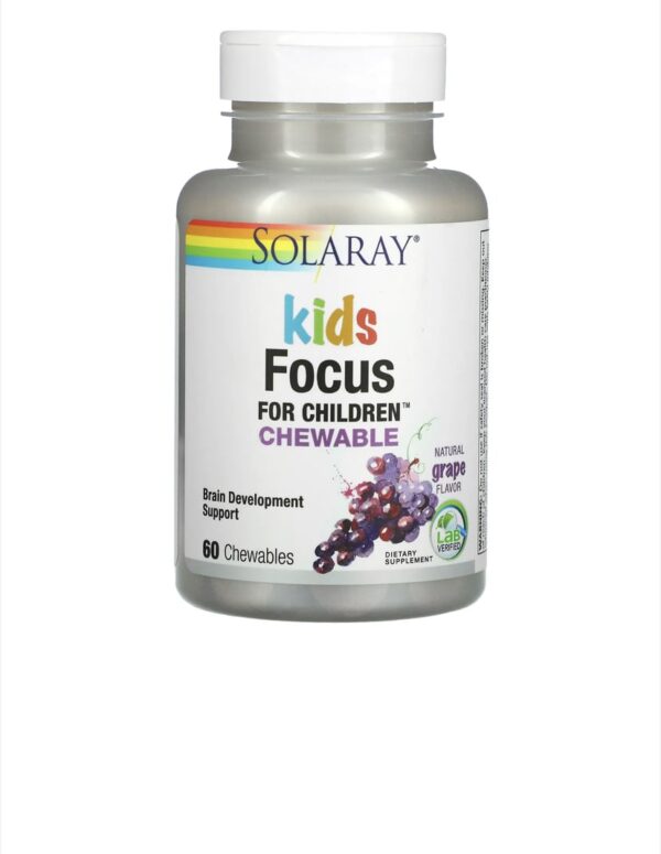 SOLARAY FOCUS FOR CHILDREN, 60 CHEWABLES, GRAPE FLAVOUR