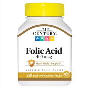 21ST CENTURY FOLIC ACID 400MCG, 250 EASY TO SWALLOW TABLETS
