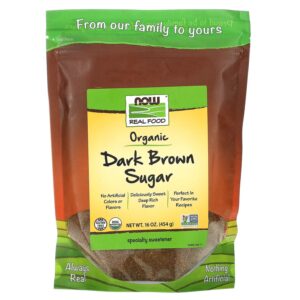 NOW REAL FOODS ORGANIC DARK BROWN SUGAR, 16OZ( 454g)