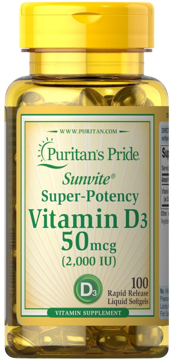 PURITAN?S PRIDE VITAMIN D3 50MCG (2,000 IU), 100 SOFTGELS