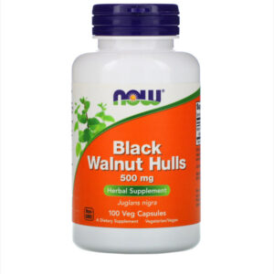 NOW BLACK WALNUT HULLS 500MG, 100 VEG CAPSULES