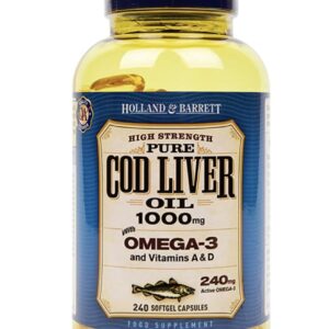 HOLLAND & BARRETT COD LIVER OIL 1000MG, 240 SOFTGEL CAPSULES