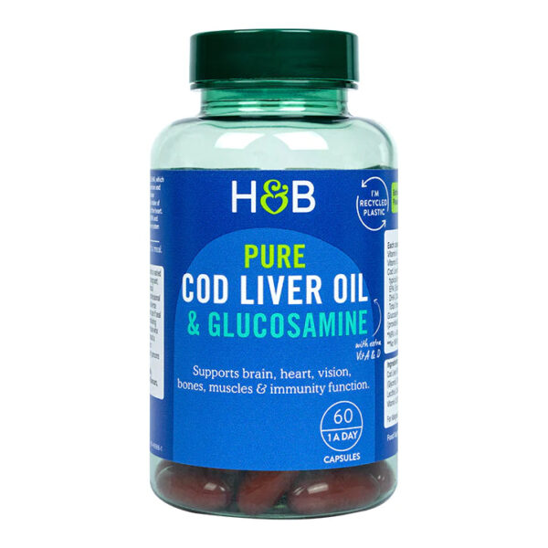 HOLLAND & BARRETT PURE COD LIVER OIL & GLUCOSAMINE, 60 CAPSULES