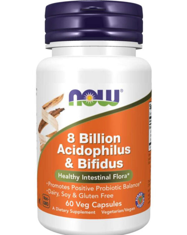 NOW 8 BILLION ACIDOPHILUS & BIFIDUS, 60 CAPSULES