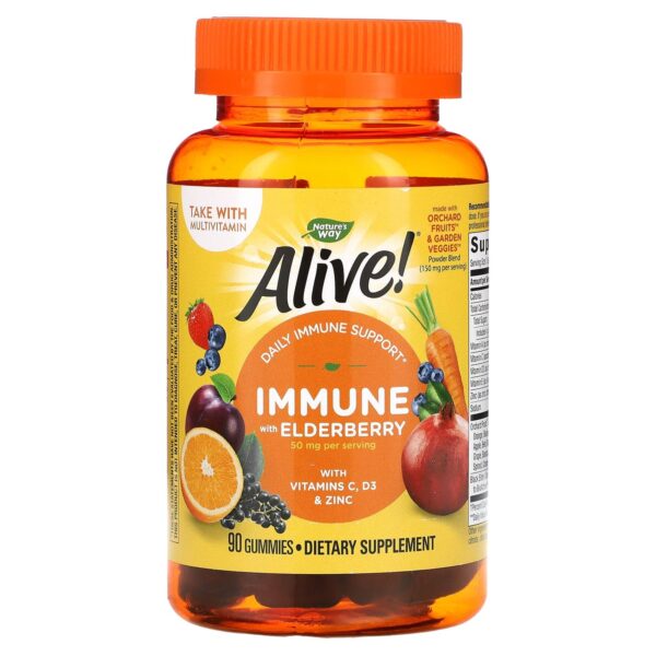 NATURE?S WAY ALIVE IMMUNE  WITH ELDERBERRY, GRAPE & CHERRY, 90 GUMMIES