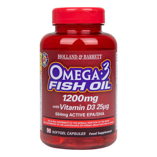 HOLLAND & BARRETT OMEGA 3 FISH OIL 1200MG, 90 SOFTGEL CAPSULES
