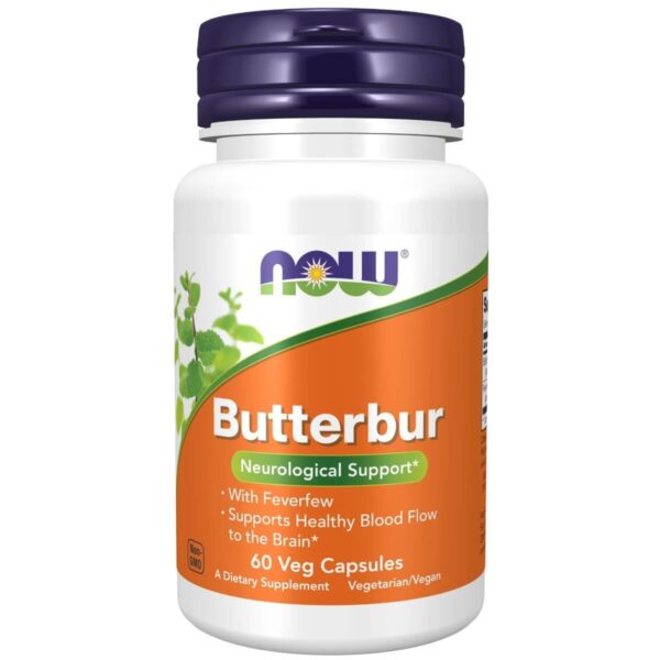 NOW Foods Butterbur with Feverfew 60 Veg Capsules