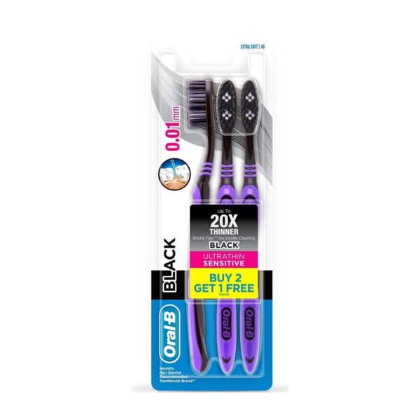 Oral-B 2+1 Ultrathin Sensitive Black Toothbrush - Extra Soft