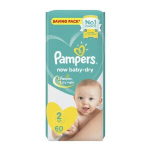 Pampers New Baby Dry Size (2) 3-8kg Mini - 60 Count