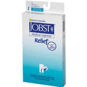 BSN Jobst? Unisex Relief Thigh-High Extra Firm Compression Stockings, Silicone Dot Band, Open Toe, XL, Beige