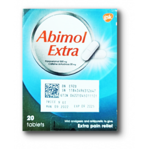 ABIMOL EXTRA ( CAFFEINE 30 MG + PARACETAMOL 500 MG ) 20 TABLETS