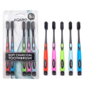Agaro Charcoal Multicolor Manual Toothbrush, 33658 (Pack of 5)