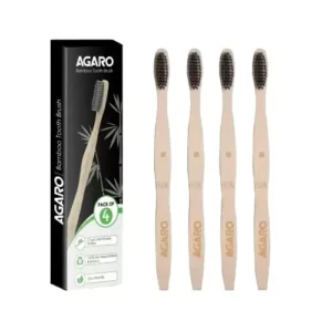 Agaro Bamboo Manual Toothbrush, 33544 (Pack of 4)
