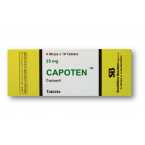 CAPOTEN 25 MG ( CAPTOPRIL ) 20 TABLETS