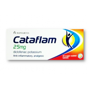 CATAFLAM 25 MG ( DICLOFENAC POTASSIUM ) 20 SUGAR-COATED TABLETS