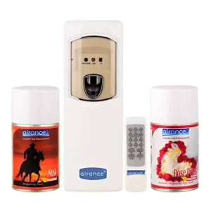 Airance Air Freshener Electronic Machine Dispenser With Remote & 250 ml Each Musk & Rose Petals Fragrance Spray Bottle (Pack of 3)