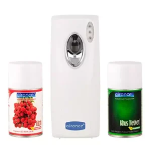 Airance Automatic A4 LED Air Freshner Dispenser With 250 ml Each Litchi & Khus (Vetiver) Fragrance Refill- Spray Bottle (Pack of 3)