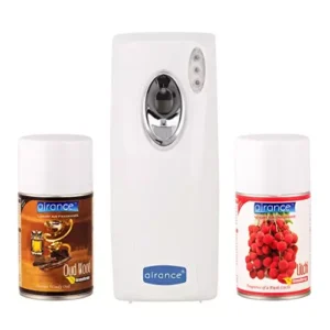 Airance A4 Automatic LED Perfume Spray Dispenser With 250 ml Each Oud Wood & Litchi Fragrance Refill- Spray Bottle (Pack of 3)