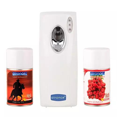 Airance A4 Automatic Air Freshener Dispenser With 250 ml Each Musk & Litchi Fragrance Refill Bottle (Pack of 3)