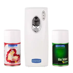 Airance Automatic A4 Room Freshener Dispenser Machine with 250 ml Each Rose Petals & Khus (Vetiver) Fragrance Spray Bottle (Pack of 3)