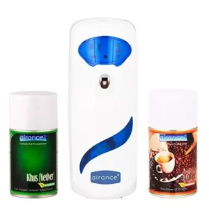 Airance A7 Automatic Air Freshener Dispenser With 250 ml Each Coffee & Khus (Vetiver) Fragrance Refill- Spray (Pack of 3)