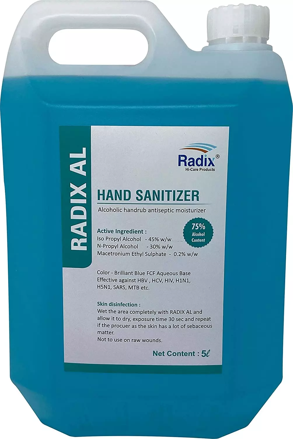 Acuro Radix Al : 75% Iso Propyl Alcohol Based Hand Rub/Sanitiser (5 Ltr)