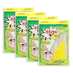 Mazic Floor Cloth Pochha Cleaning Cloth with Hi-Tech Polyethylene Scrub Corner- Yellow (Pack of 4)
