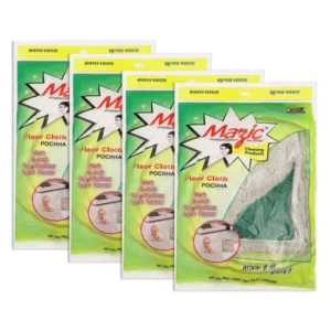 Mazic Floor Cloth Pochha Cleaning Cloth with Hi-Tech Polyethylene Scrub Corner- Green (Pack of 4)