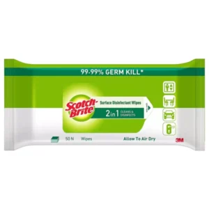 3M Scotch-Brite 2 IN 1 Surface Disinfectant Wipes 50Pc (Pack of 2)