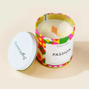 Imvelo Puremazing Premium Soy Wax Candle Passion Rose Fragranced Tin Jar with Wooden Wick Candle