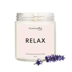 Imvelo Puremazing Soy Wax Votive Candle Relax Lavender Fragranced Glass Jar for Spa Home Decoration