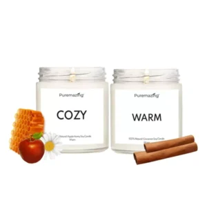 Imvelo Puremazing Soy Wax Candle Cozy Apple Honey Warm Cinnamon fragranced Glass Jar for Spa Home