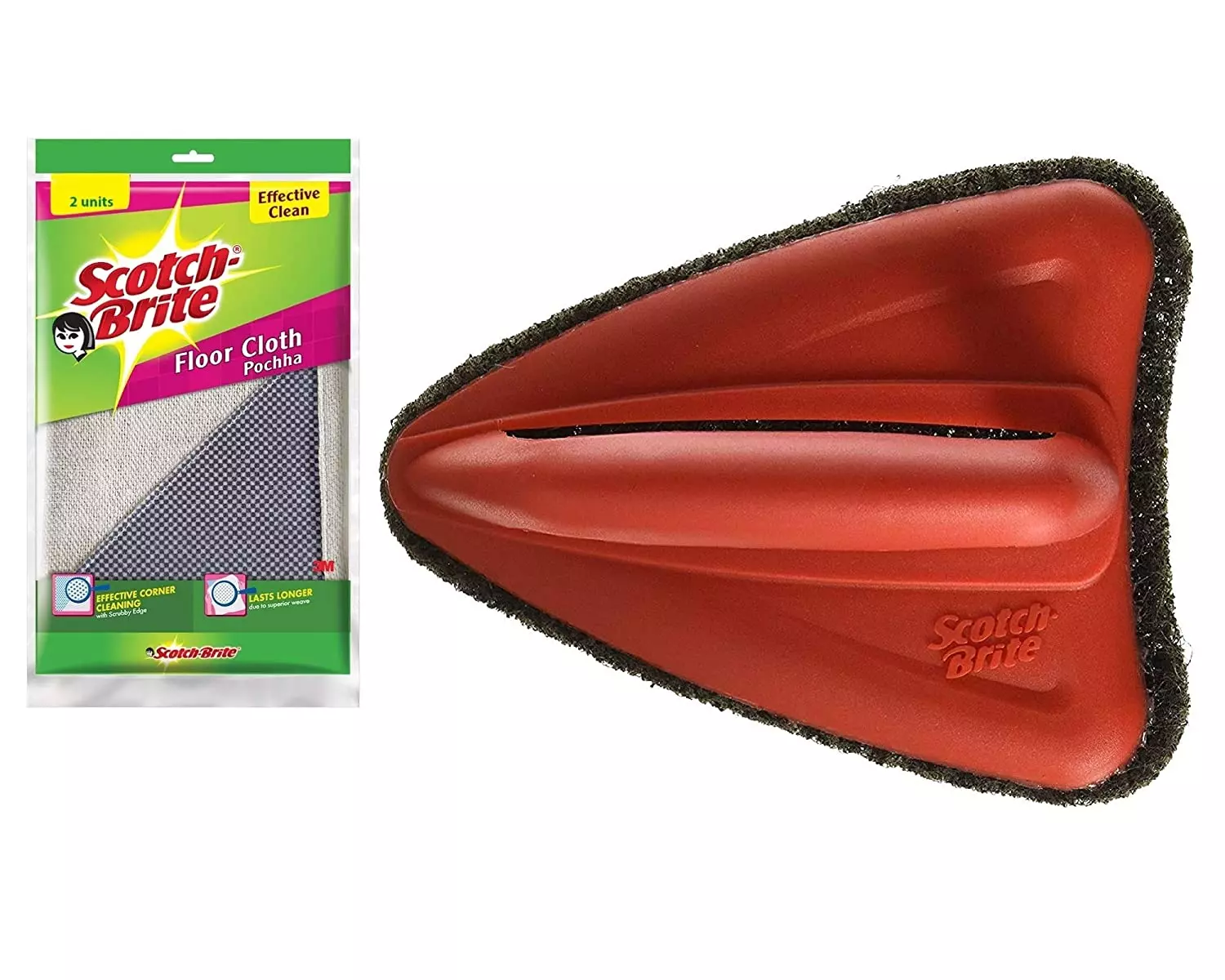 3M Scotch-Brite Floor Cleaning Cloth 2 Pcs & Jet Scrubber Brush 1 Pcs