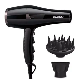 Agaro Turbo Pro 2000 W Hair Dryer with Concentrator Diffuser and Cool Shot Button Black HD-1150