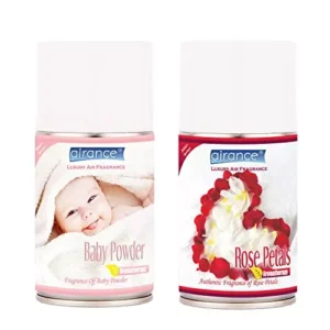 Airance 250 ml Each Baby Powder & Rose Petals Spray Air Freshener Automatic Spray (Pack of 2)