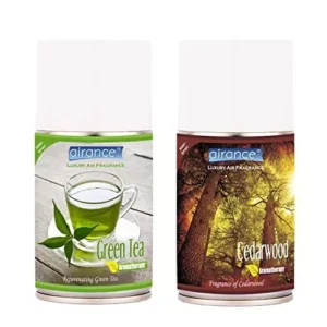 Airance 250 ml Each Green Tea & Cedar Wood Fragrance Automatic Air Freshener Refill Perfume Spray (Pack of 2)