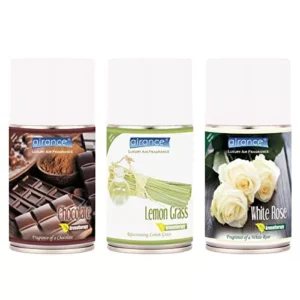 Airance 250 ml Each Chocolate, Lemon Grass & White Rose Spray Air Freshener Automatic Spray (Pack of 3)
